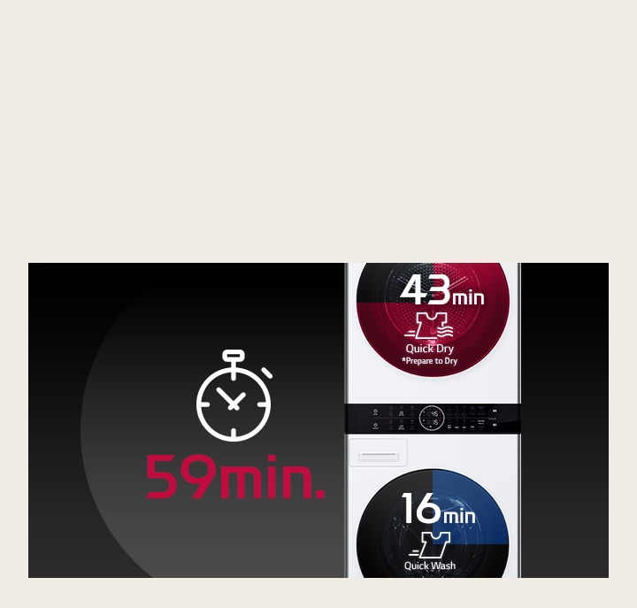 La WashTower ti permette di risparmiare tempo mentre lava e asciuga contemporaneamente