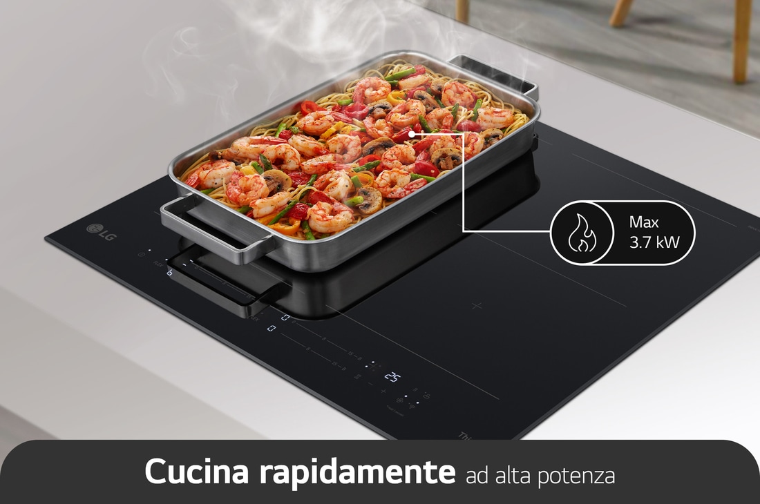 LG Offerta Kit: Forno 100% vapore InstaView 76L Classe A++ e Piano induzione 60cm, Potenza 2,5 ~ 7,4kW, WSED7667M.CBIZ7