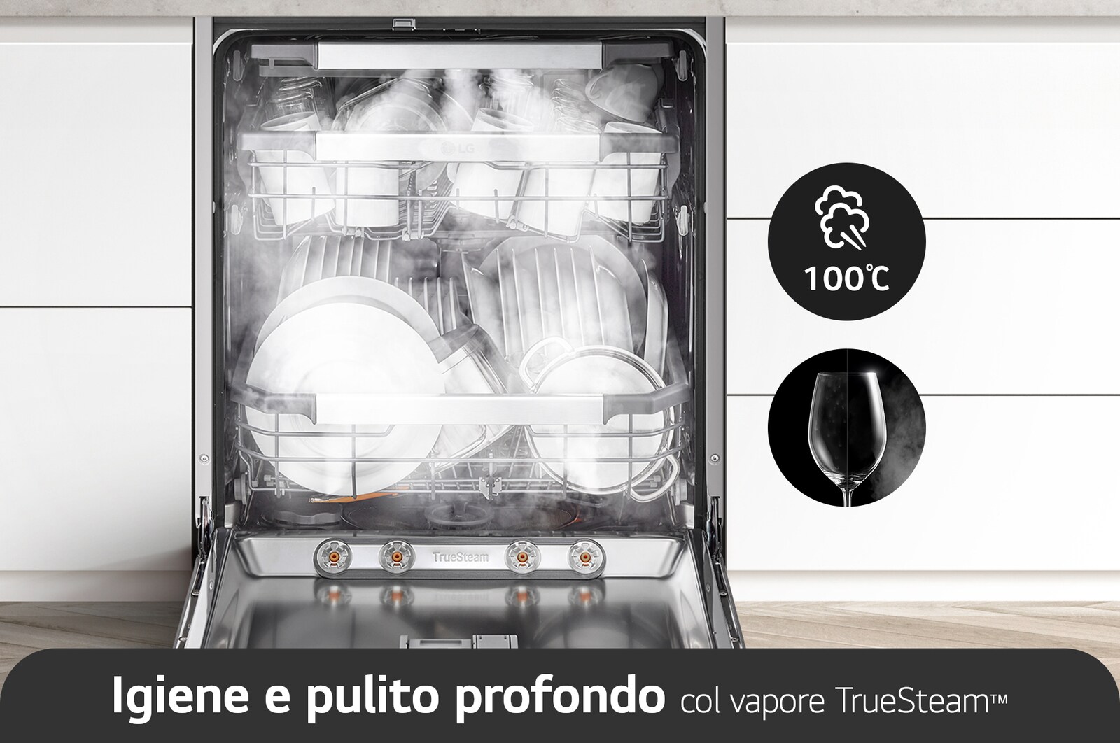 LG Offerta Kit: Forno 100% vapore InstaView 76L Classe A++ e Lavastoviglie a scomparsa totale QuadWash Serie 4, WSED7667M.DB475