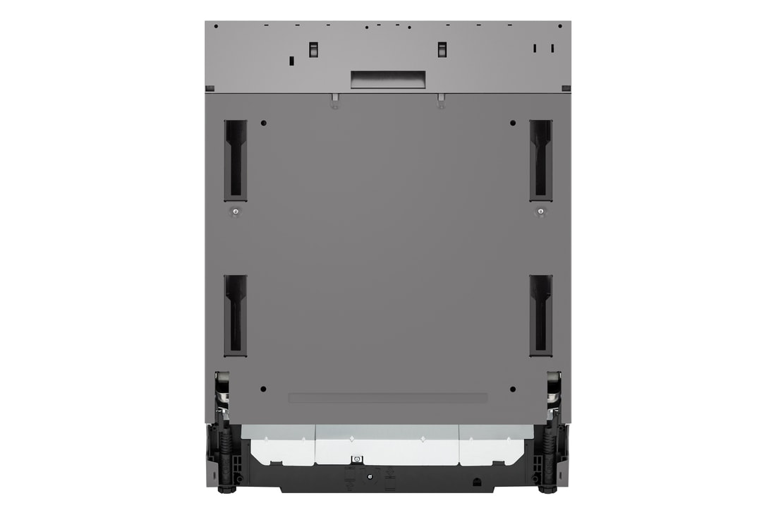 Vista frontale della lavastoviglie LG QuadWash con la porta completamente aperta