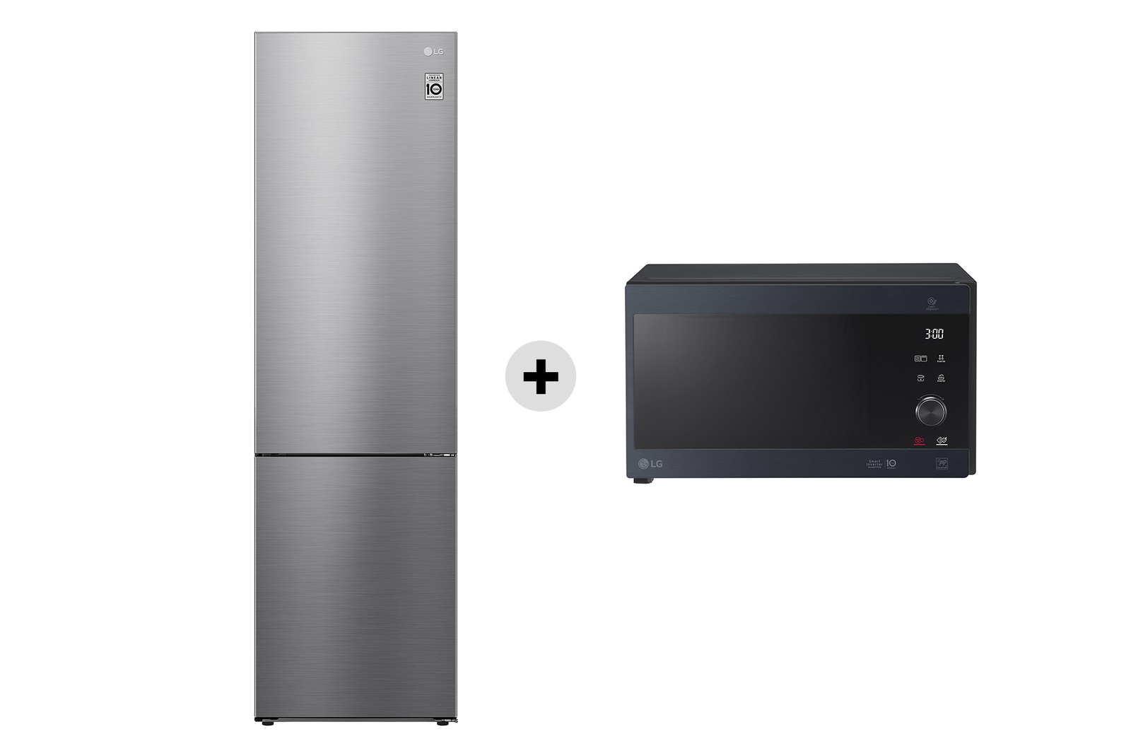 Vista frontale di Offerta Kit Esclusivo: Frigorifero combinato Classe A, 384L &#43; Microonde NeoChef 25 litri, potenza 1000W GBP62PZNAC.MH6565
