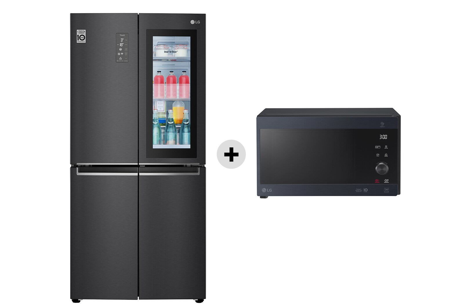 Vista frontale di Offerta Kit Esclusivo: Frigorifero Multidoor Slim InstaView Door-in-Door Classe E, 530L &#43; Microonde NeoChef 25 litri, potenza 1000W GMQ844MC5E.MH6565