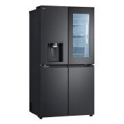 Vista frontale con porte del frigo aperte e porte del freezer chiuse