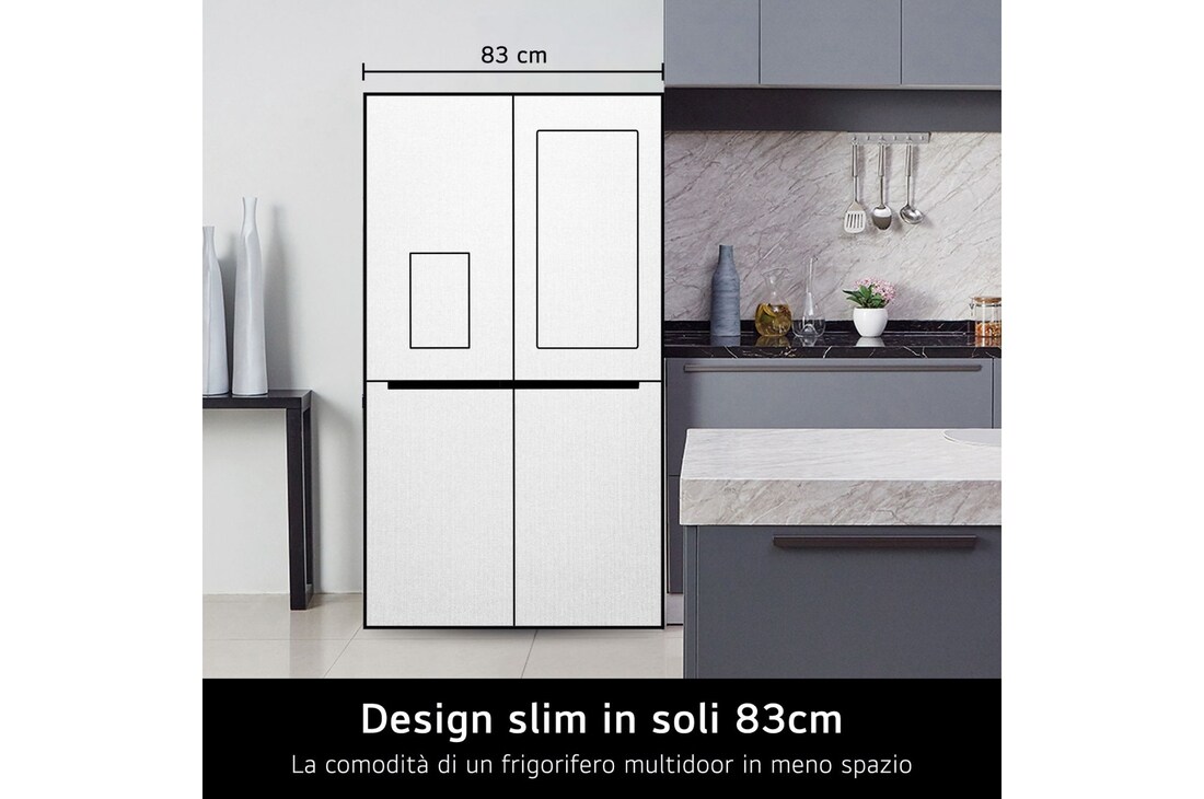 LG Frigorifero Multidoor Slim InstaView Door-in-Door | Classe E, 530L | Wi-Fi, Door & Linear Cooling, No frost | Nero, GMQ844MC5E