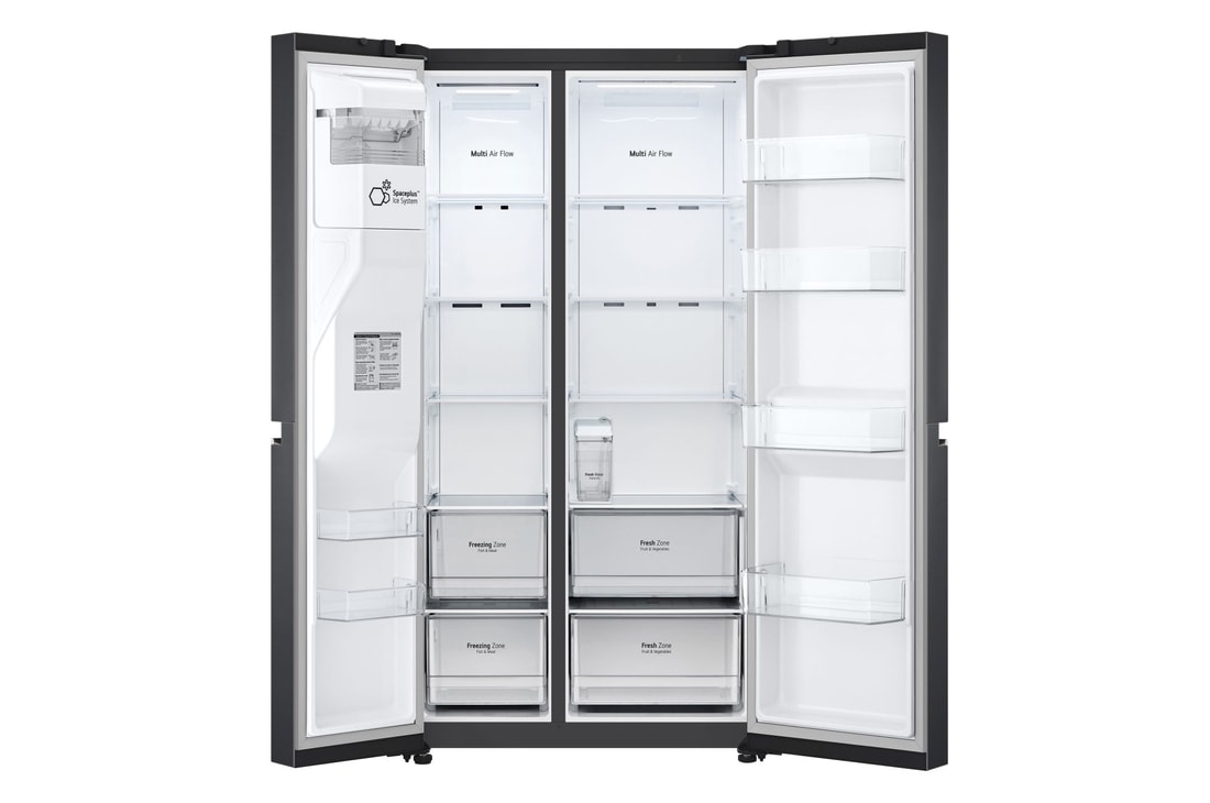 LG Frigorifero Side-by-Side | Classe D, 635L | Wi-Fi, Dispenser acqua e ghiaccio senza allaccio, Smart Diagnosis,No frost | Nero, GSLV71MCTD