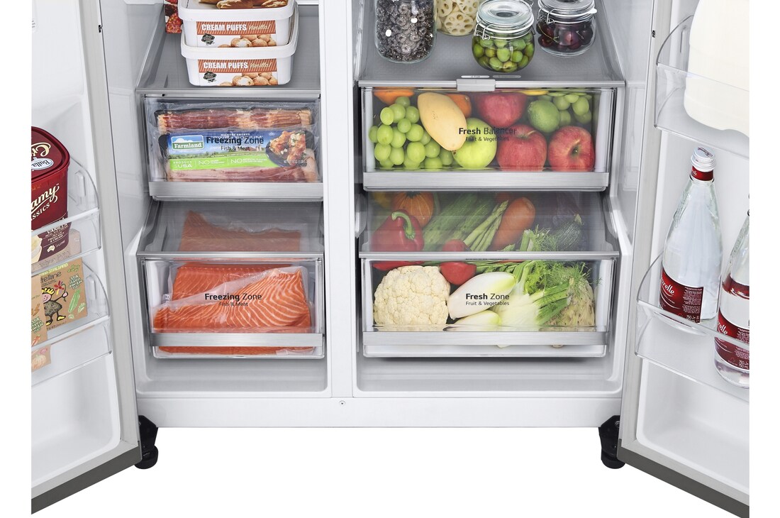 Dettaglio dei cassetti del frigorifero