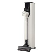 Aspirapolvere CordZero A9T-PRIME1C vista da tre quarti verso sinistra, inserita nella stazione all-in-one