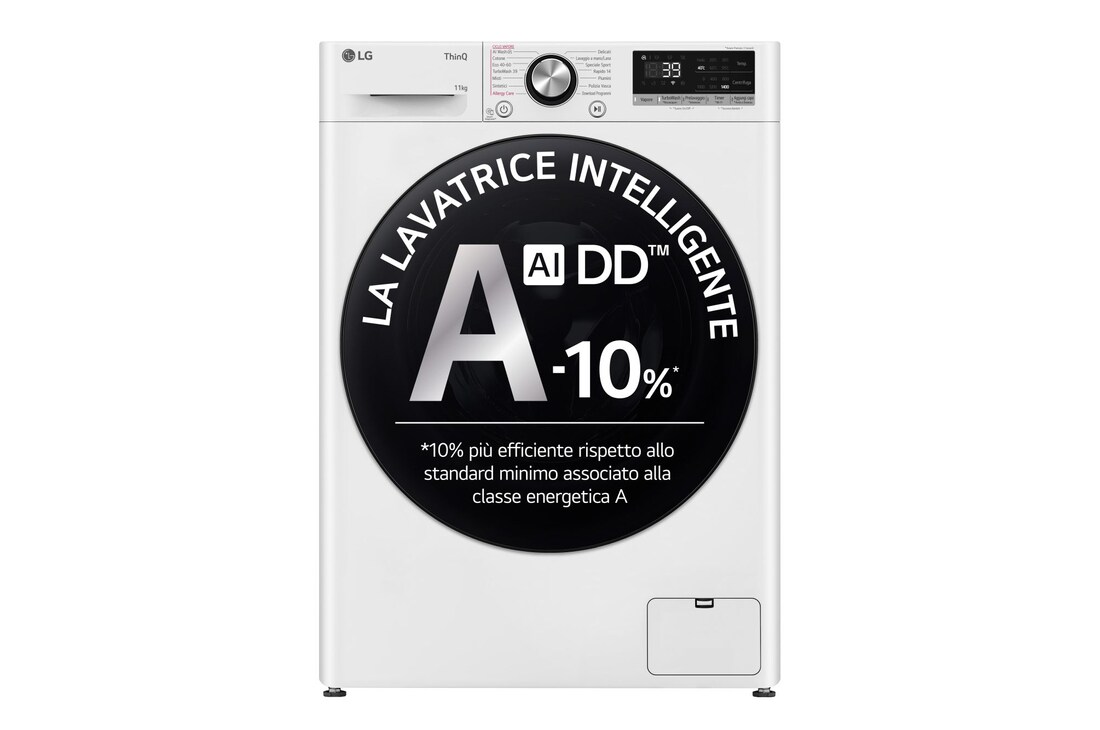 LG Lavatrice 11kg AI DD™ | Serie R7 Classe A-10% | 1400 giri, TurboWash 360, Vapore su 7 programmi, Wi-Fi | White, F4R7011TSWB