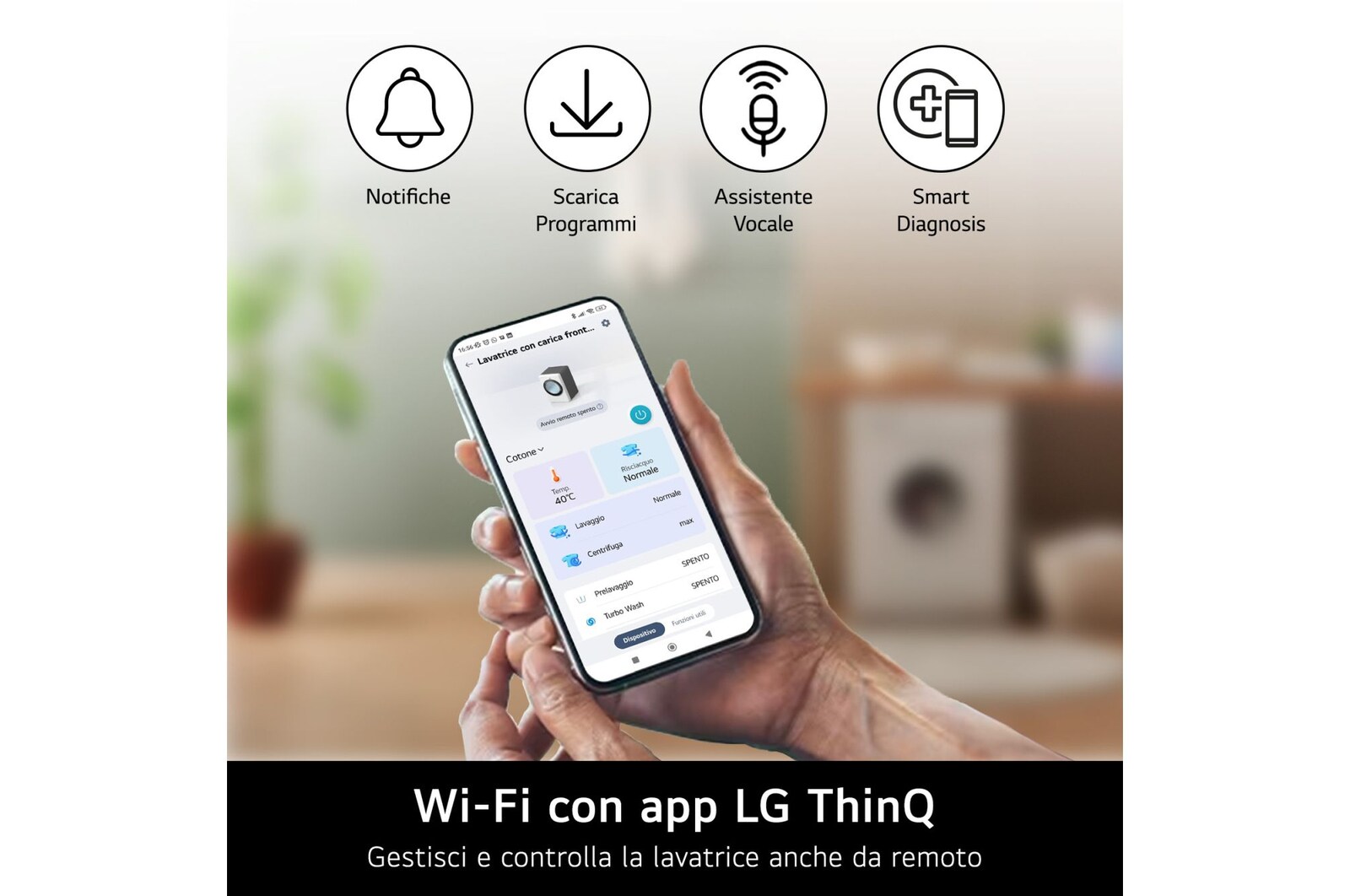 Wi-Fi con app LG ThinQ lavatrice F4R7011TSWB.ABWQWIS