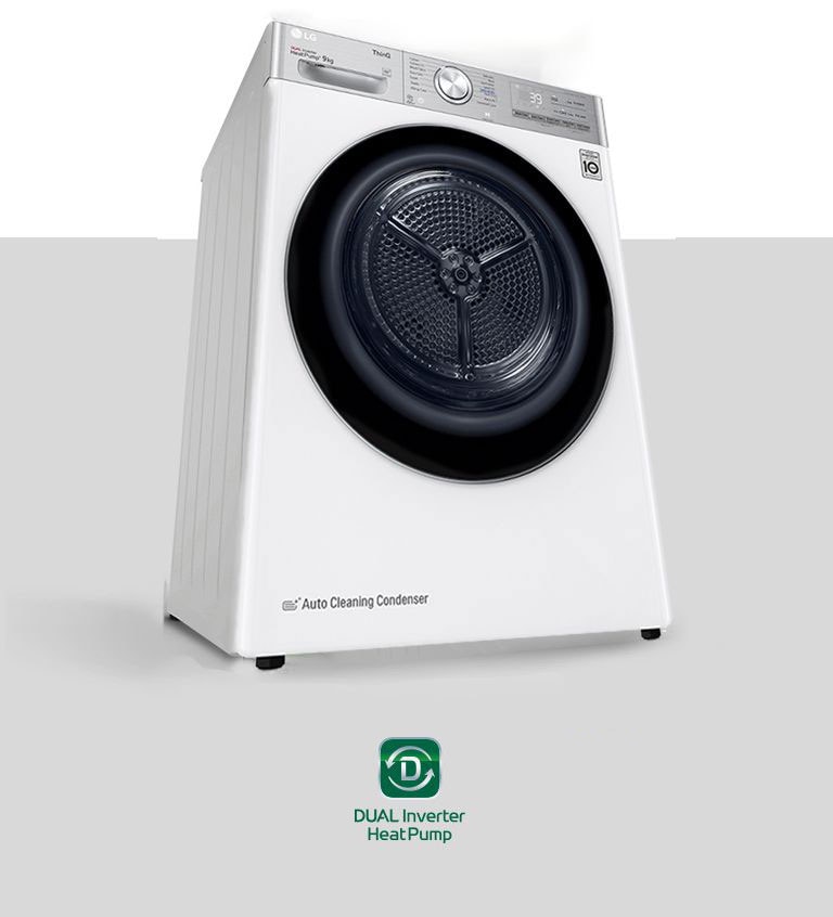 Asciugatrice DUAL Inverter Heat Pump™ Dryer con logo.