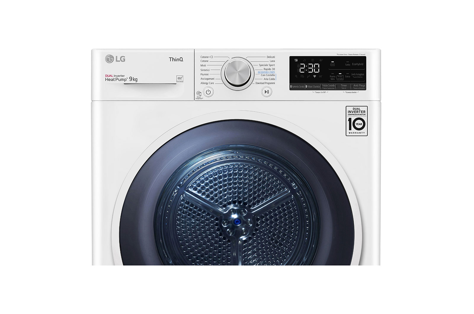 LG Asciugatrice 9kg a Pompa Di Calore condensatore autopulente Classe A+++ Bianca, RH90V9AVHN