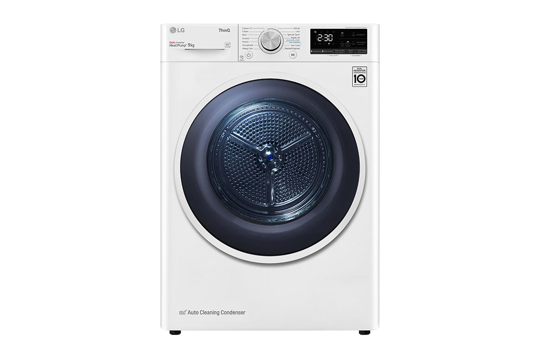 LG Asciugatrice 9kg a Pompa Di Calore condensatore autopulente Classe A+++ Bianca, RH90V9AVHN