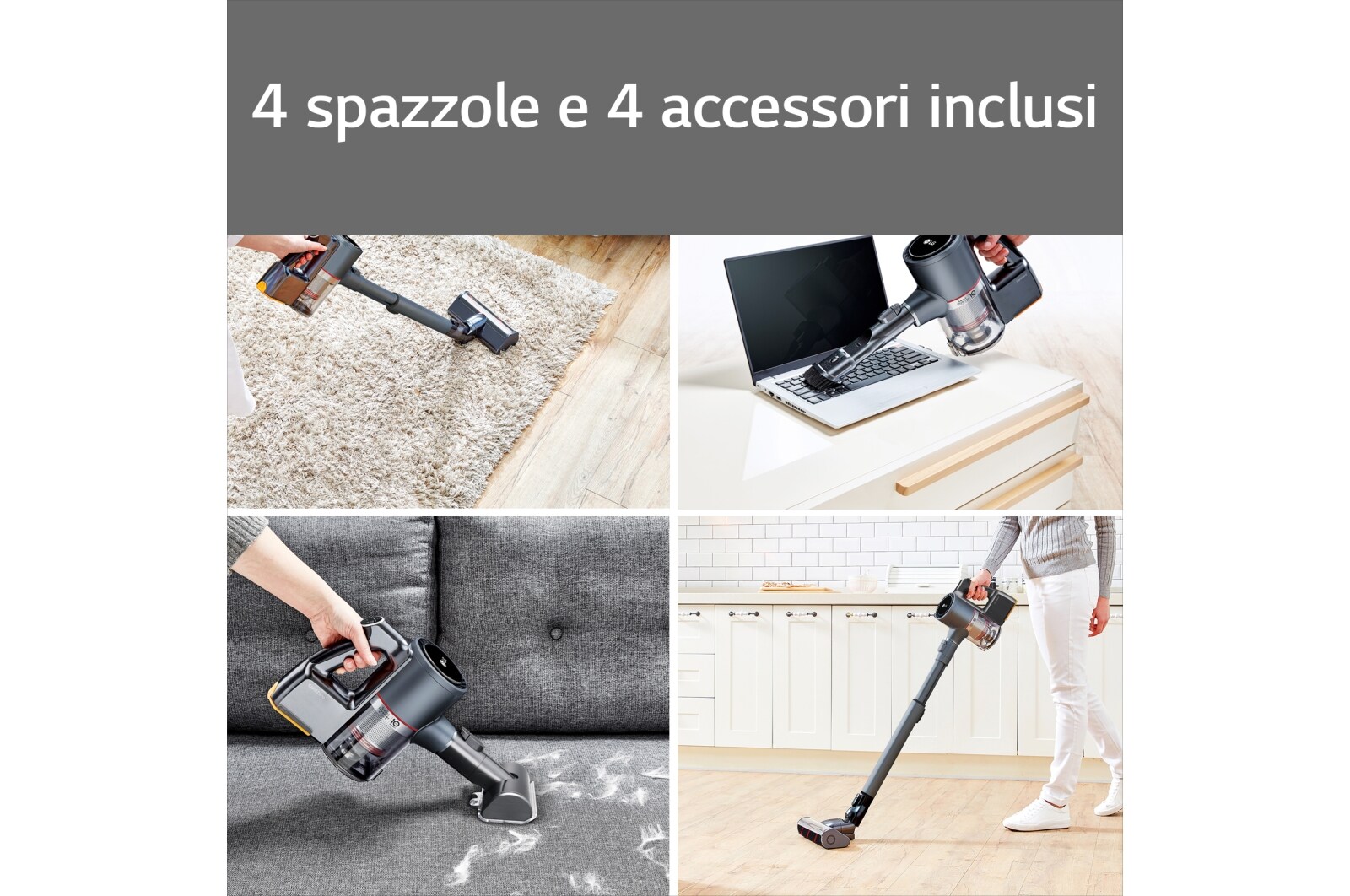 LG CordZero™ A9K Ultra | Aspirapolvere Kompressor™ 200 W, 120 min | 4 spazzole + 4 accessori, Wi-Fi | Nero, A9K-ULTRA1B