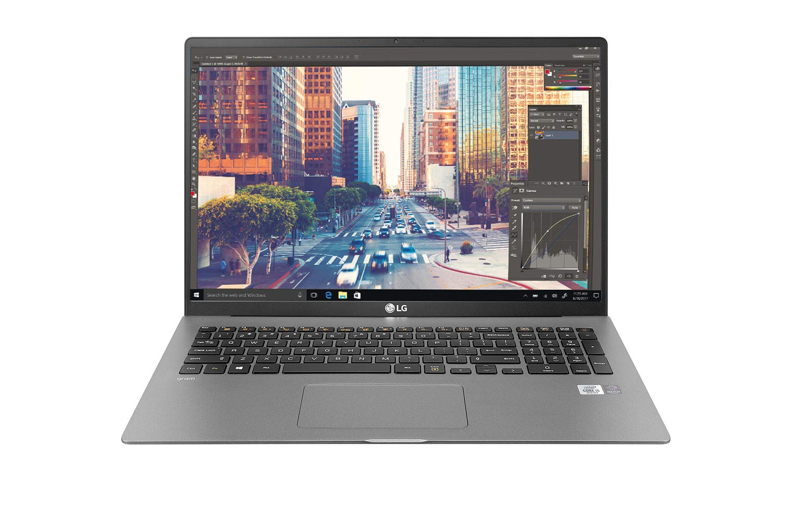 Vista frontale di LG gram Notebook 17” 16:10 Intel i5 8GB RAM 1350g 17Z90N-V.AA55D