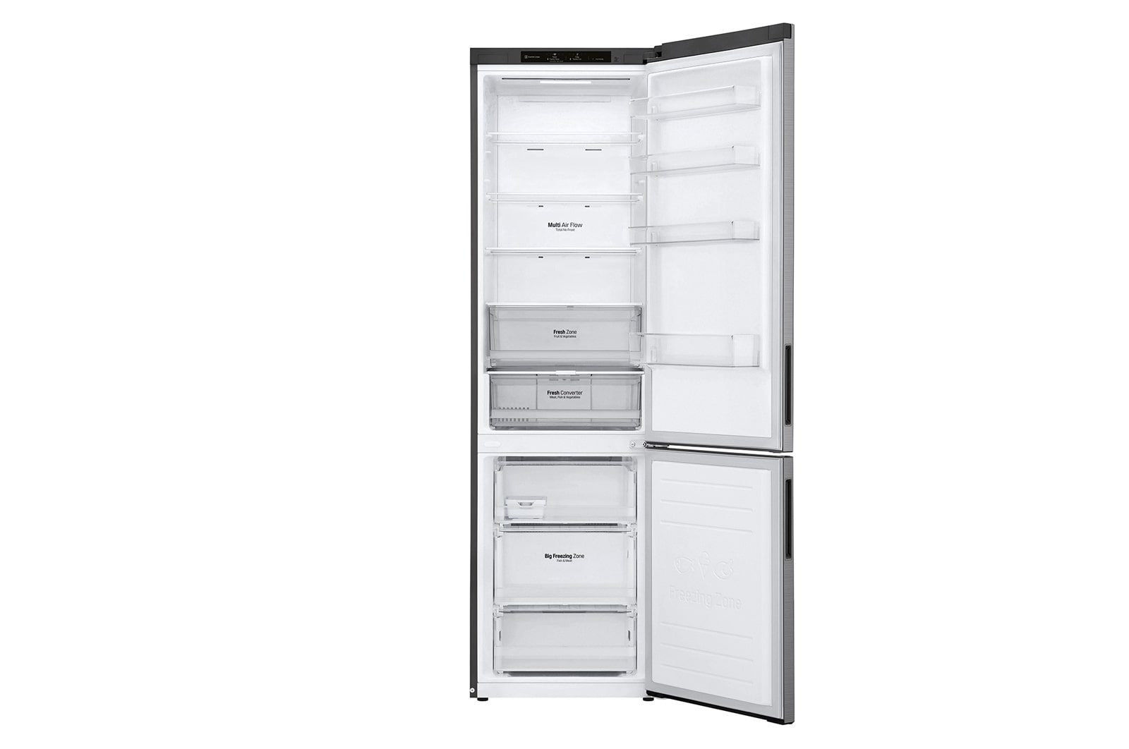 LG Frigorifero combinato | Classe A, 384L | Door & Linear Cooling, Fresh Converter, Compressore Lineare Inverter,No frost | Inox, GBP62PZNAC