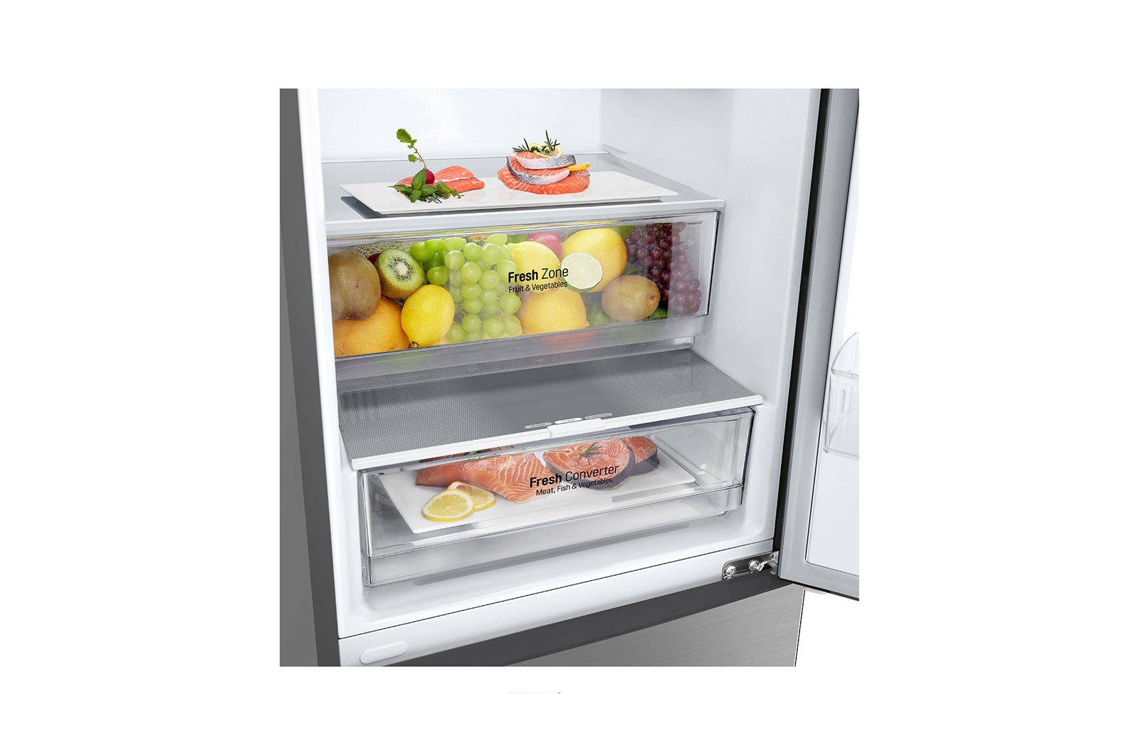 LG Frigorifero combinato | Classe A, 384L | Door & Linear Cooling, Fresh Converter, Compressore Lineare Inverter,No frost | Inox, GBP62PZNAC
