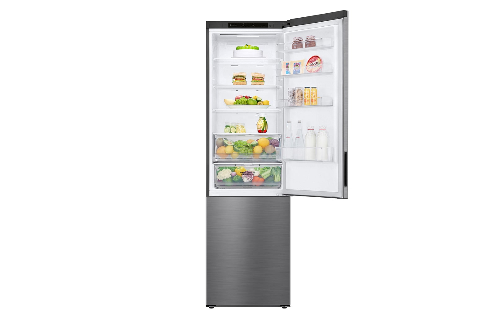 LG Frigorifero combinato | Classe A, 384L | Door & Linear Cooling, Fresh Converter, Compressore Lineare Inverter,No frost | Inox, GBP62PZNAC