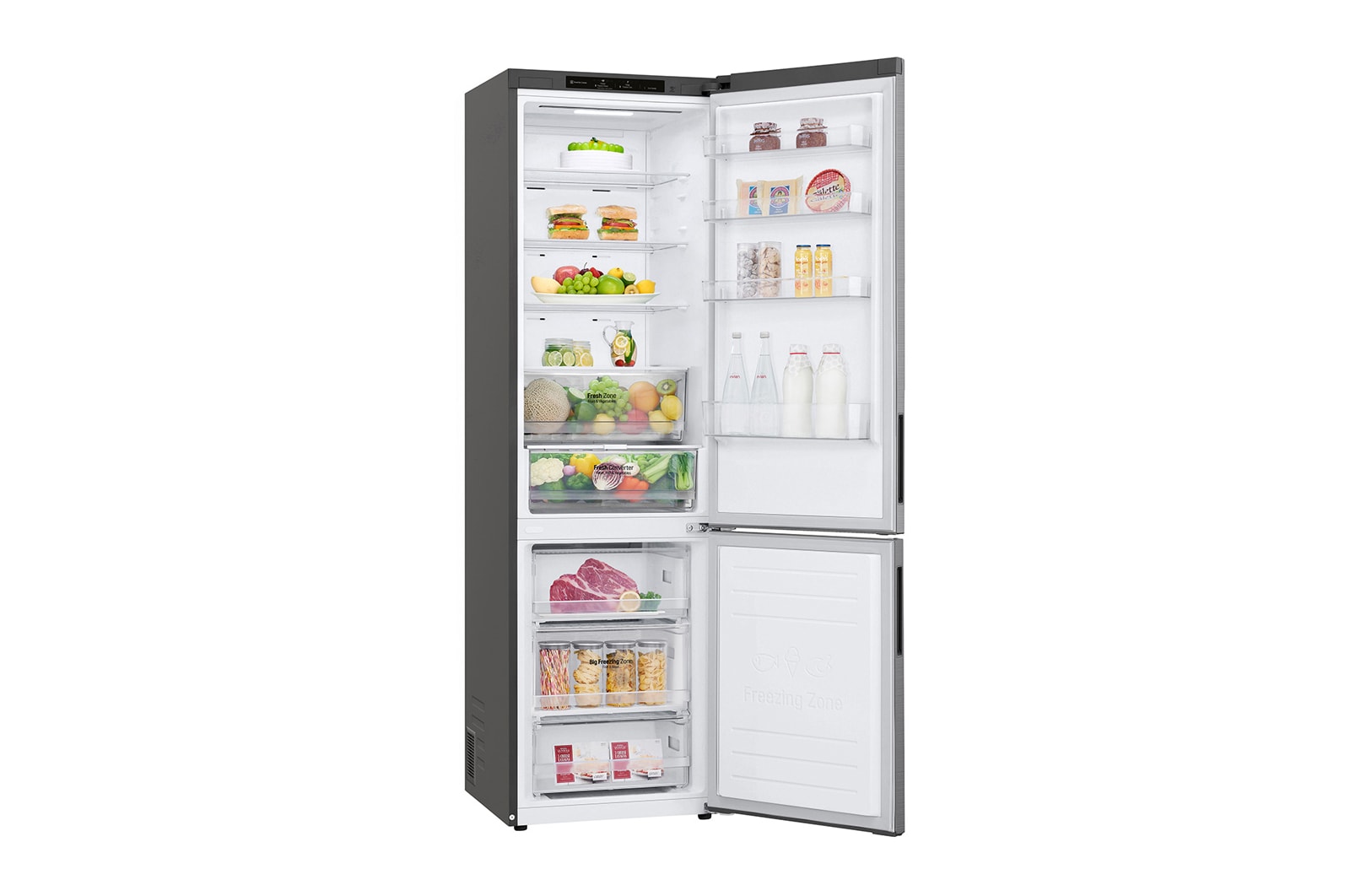 LG Frigorifero combinato | Classe A, 384L | Door & Linear Cooling, Fresh Converter, Compressore Lineare Inverter,No frost | Inox, GBP62PZNAC