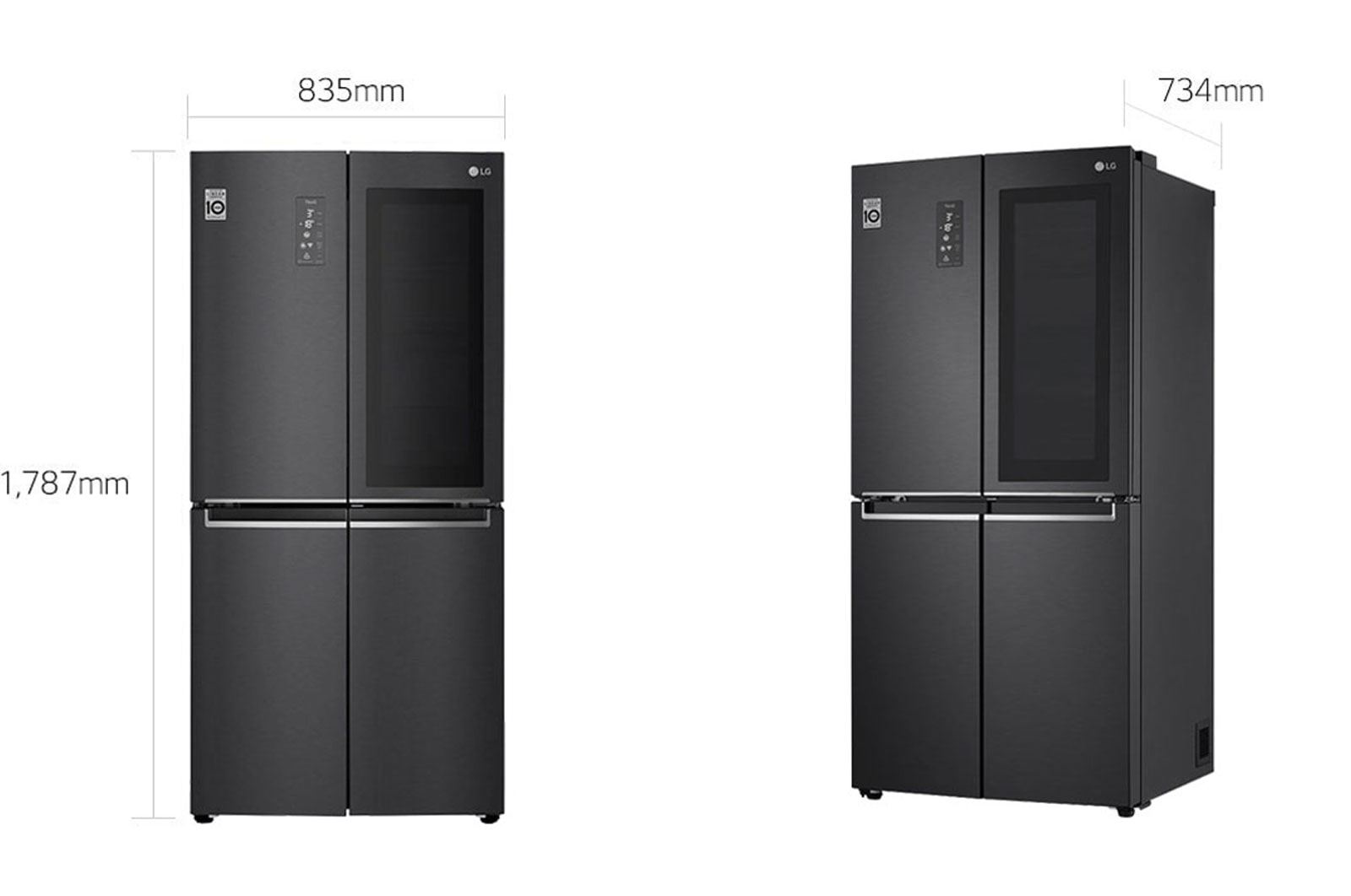 LG Frigorifero Multidoor Slim InstaView Door-in-Door | Classe E, 530L | Wi-Fi, Door & Linear Cooling, No frost | Nero, GMQ844MC5E