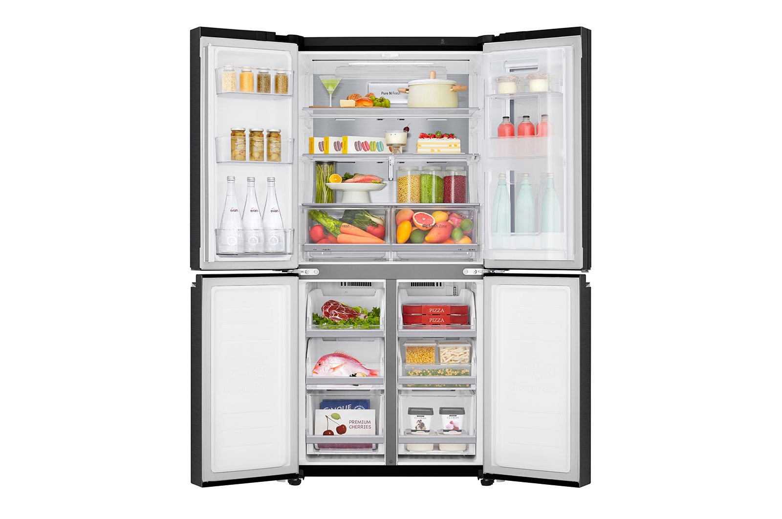 LG Frigorifero Multidoor Slim InstaView Door-in-Door | Classe E, 530L | Wi-Fi, Door & Linear Cooling, No frost | Nero, GMQ844MC5E