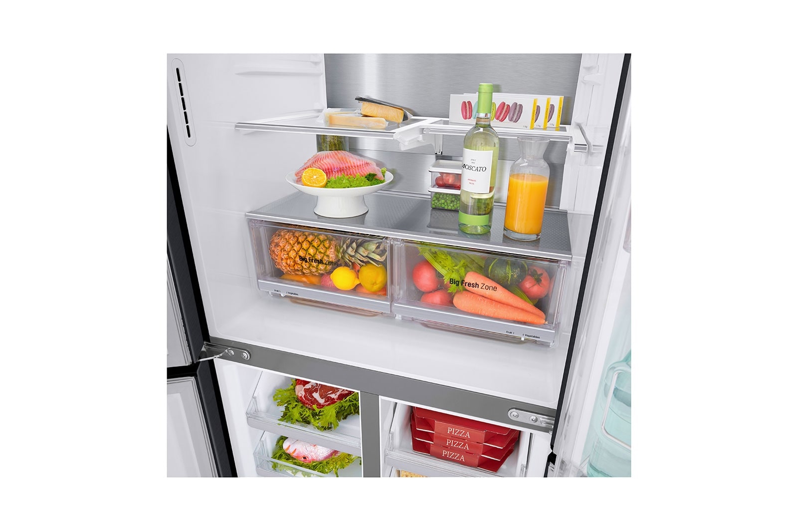 LG Frigorifero Multidoor Slim InstaView Door-in-Door | Classe E, 530L | Wi-Fi, Door & Linear Cooling, No frost | Nero, GMQ844MC5E