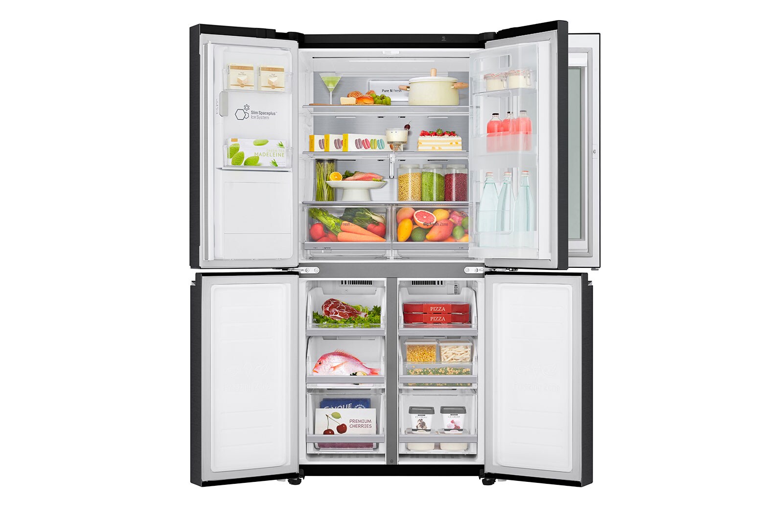 LG Frigorifero Multidoor Slim InstaView Door-in-Door | Classe F, 508L | Wi-Fi, Dispenser con allaccio, UVnano, No frost | Nero, GMX844MC6F