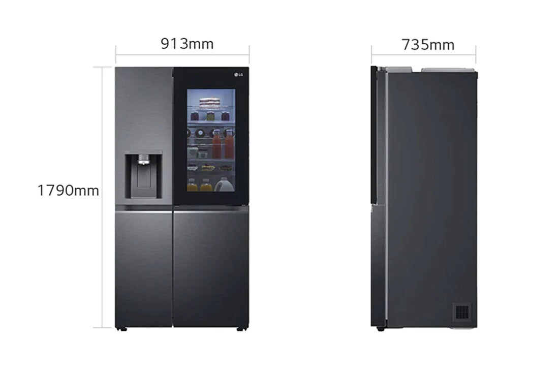 LG Frigorifero Side-by-Side InstaView Door-in-Door | Classe E, 635L | Wi-Fi, Dispenser senza allaccio, UVnano, No frost | Nero, GSXV91MCAE