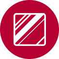 Logo bianco LG su sfondo rosso con linee diagonali bianche a sinistra, parte inferiore.