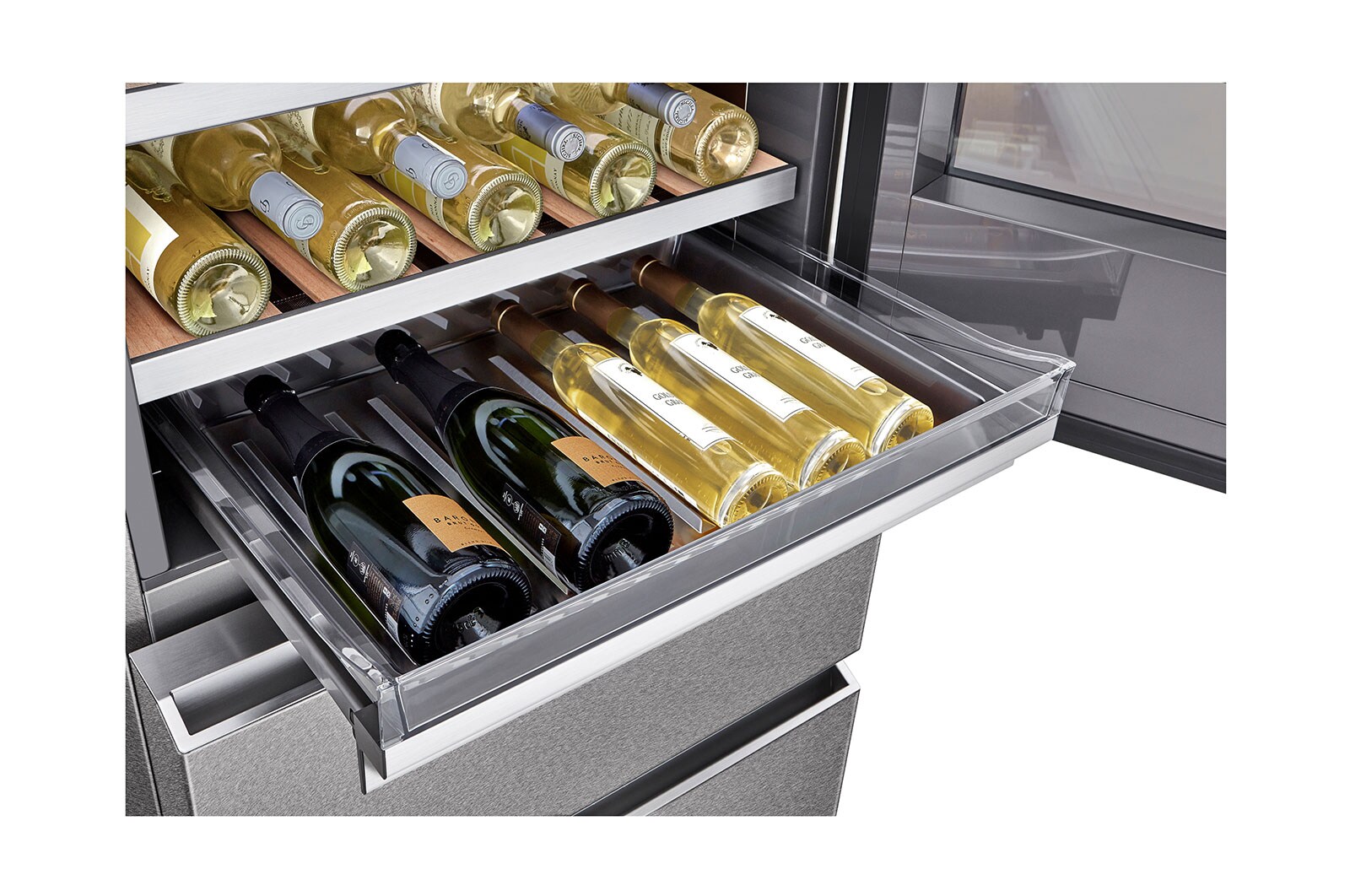 LG SIGNATURE Cantinetta vino InstaView | Classe E, 422L | Wi-Fi, Optimal Preservation Technology™, No frost | Inox satinato, LSR200W