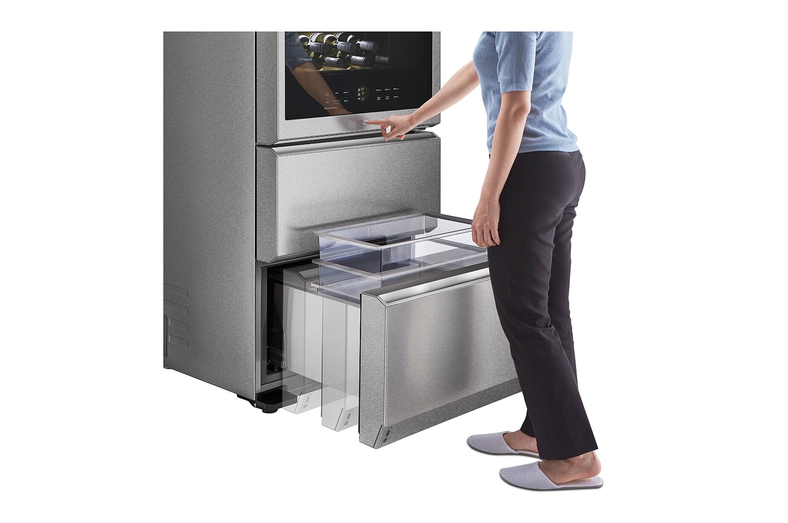 LG SIGNATURE Cantinetta vino InstaView | Classe E, 422L | Wi-Fi, Optimal Preservation Technology™, No frost | Inox satinato, LSR200W