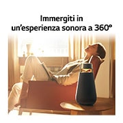 LG XBOOM 360 | Speaker omnidirezionale 50W Serie XO3 | Illuminazione emozionale, IP54, Bluetooth 5.1, Autonomia 24 ore | Black, XO3QBK