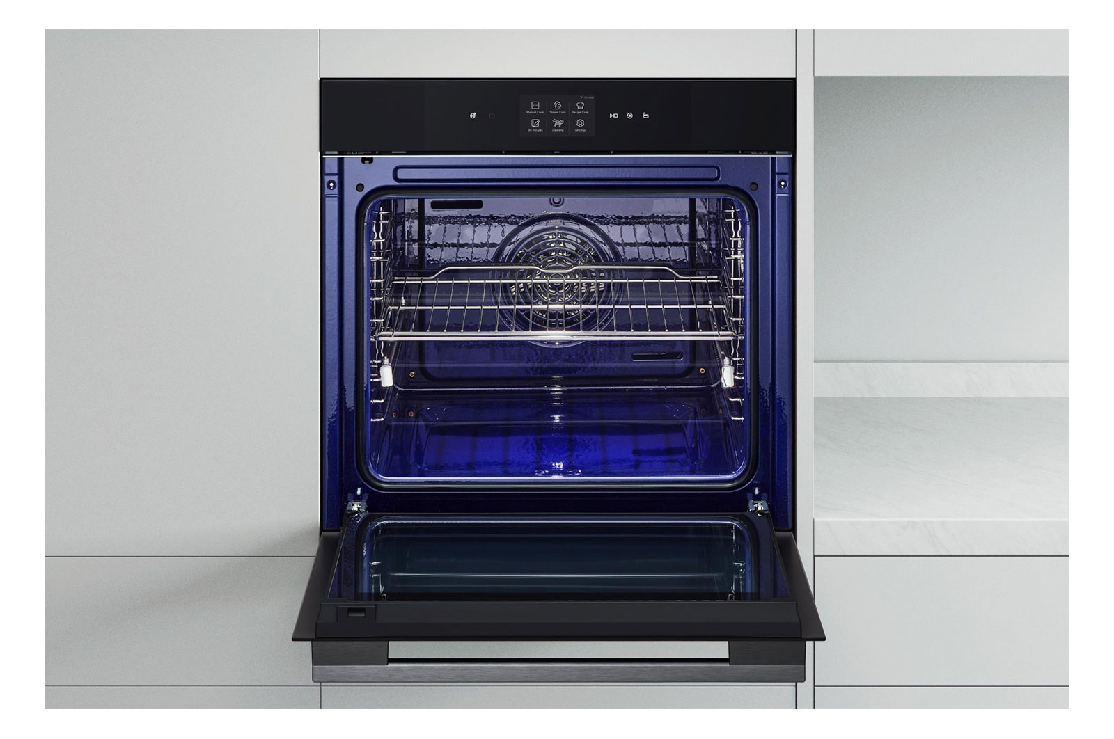 Foto frontale del forno aperto LG WSED7667M