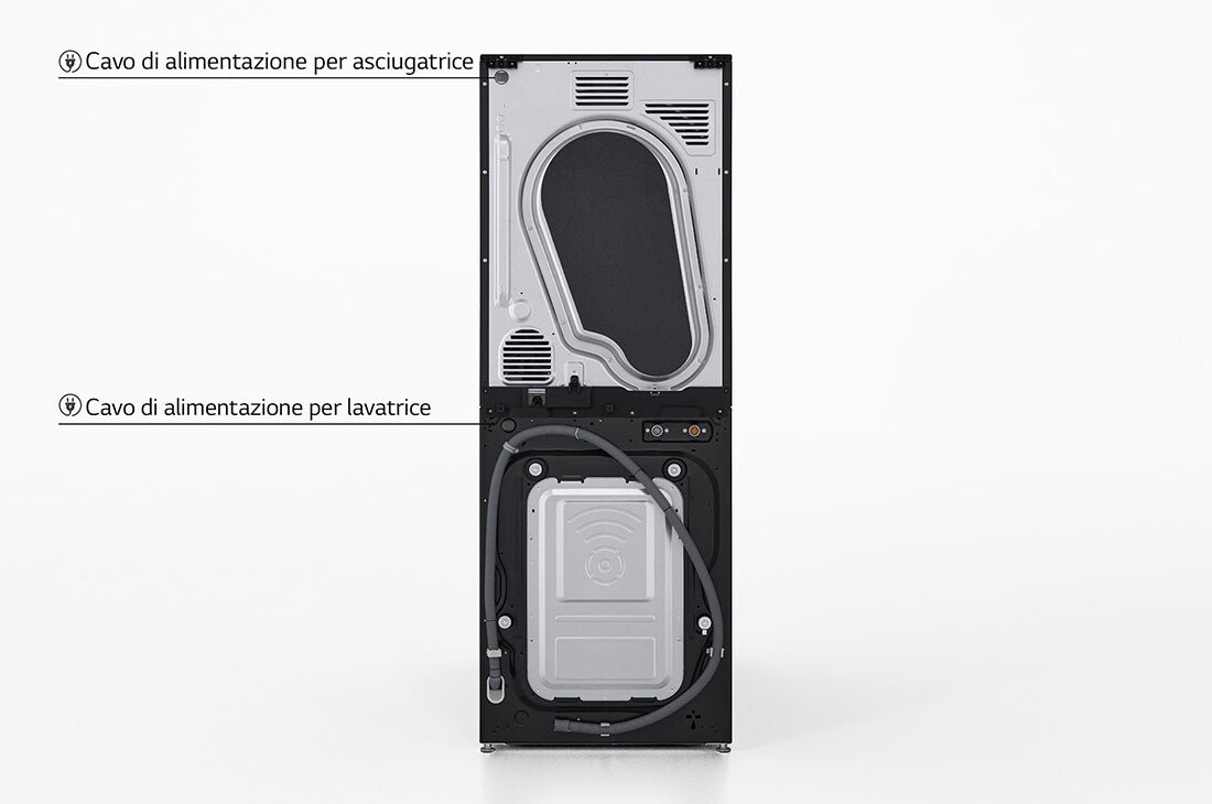 LG WashTower Colonna Bucato 12/10kg AI DD | Classe A-10% / C | Pannello unificato, TurboWash360,Pompa di calore | Nera, WT1210BBF