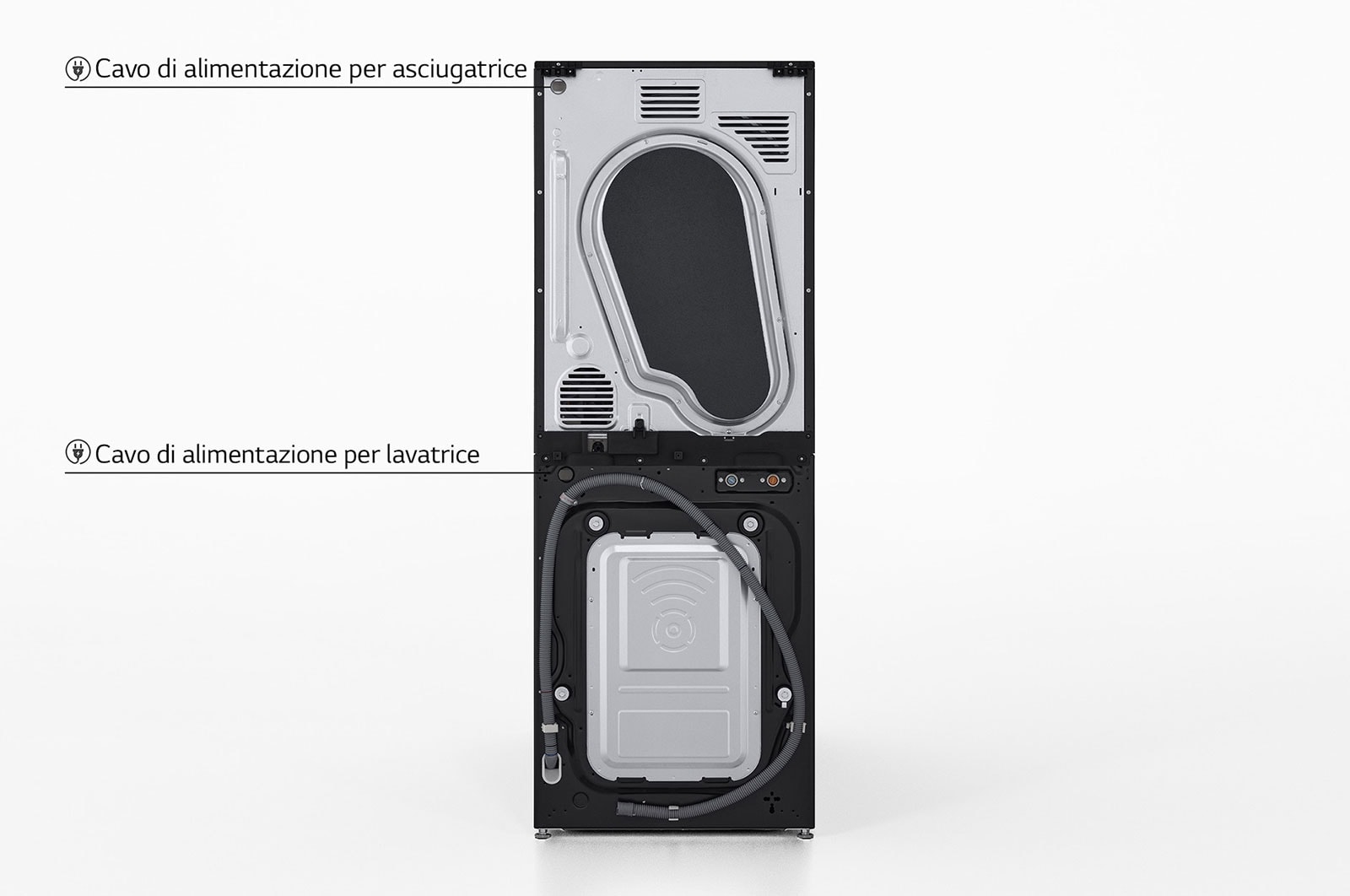 LG WashTower Colonna Bucato 12/10kg AI DD | Classe A-10% / A+++ | Pannello unificato, TurboWash360, Pompa di calore | Nera, WT1210BBF
