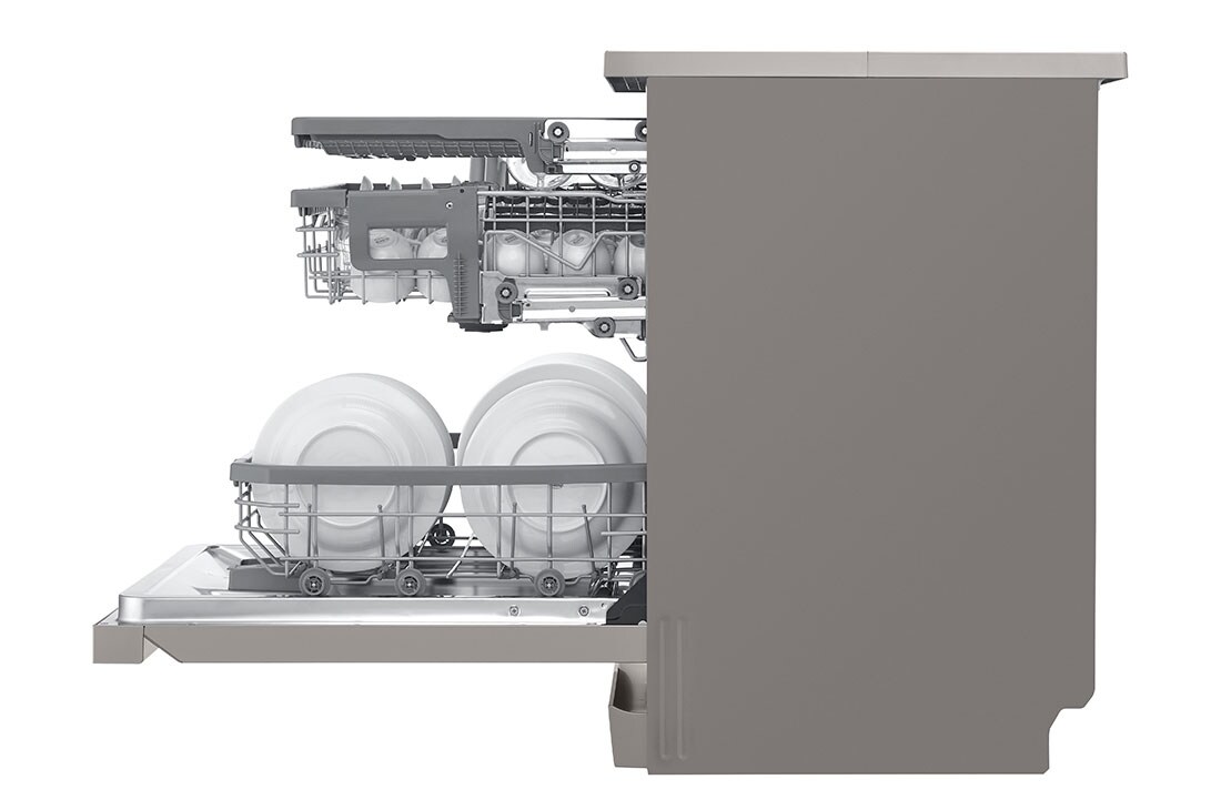 LG Lavastoviglie libera installazione | QuadWash Serie 3, Classe B 43dB | 14 coperti, Vapore, Auto-apertura, Wi-Fi | Grigia, DF365FPS