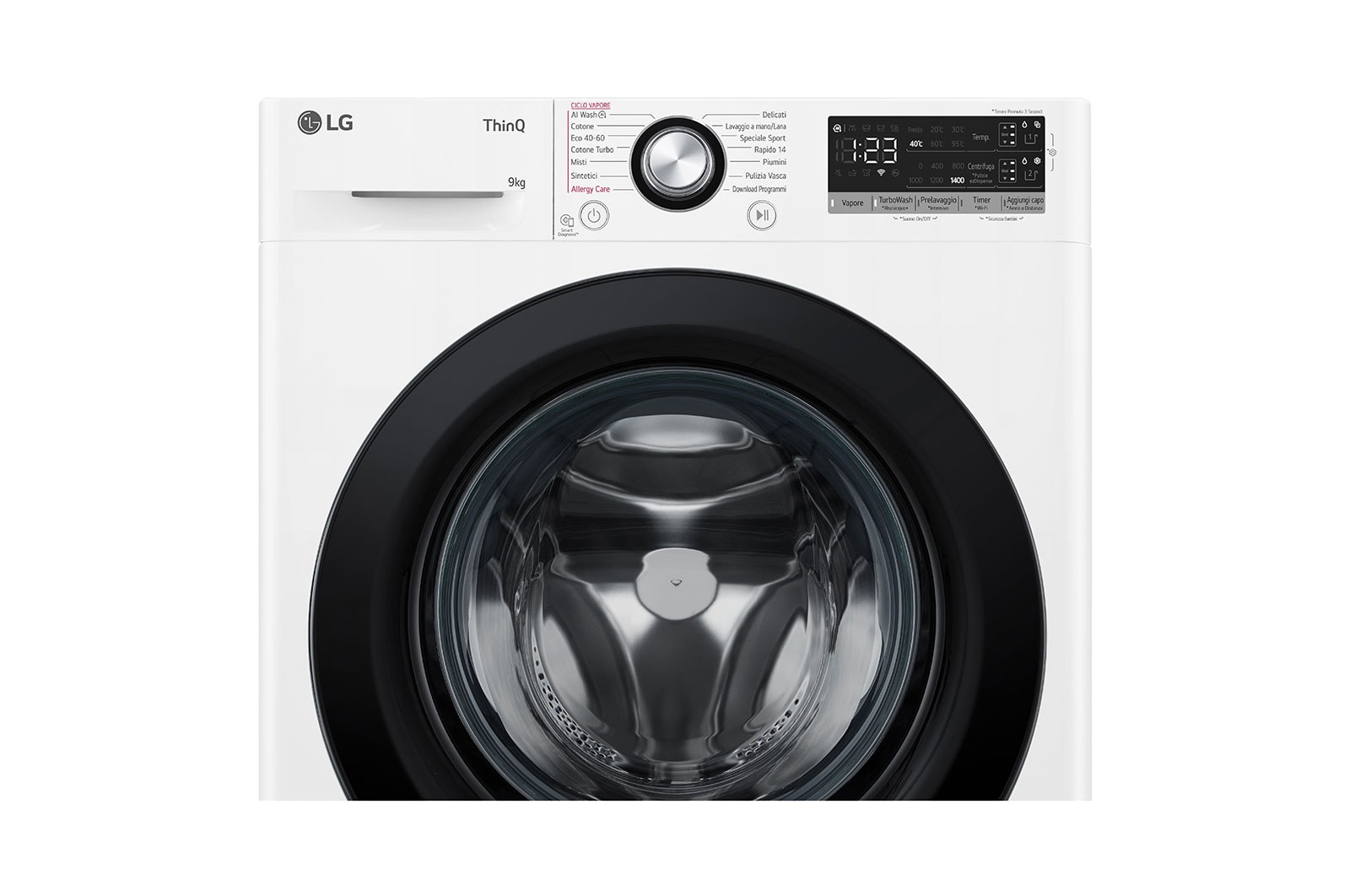 LG Lavatrice 9kg AI DD™ | Serie R3 Classe A-10% | 1400 giri, Autodosaggio, Lavaggio a vapore, Wi-Fi | White, F4R3509NSWB