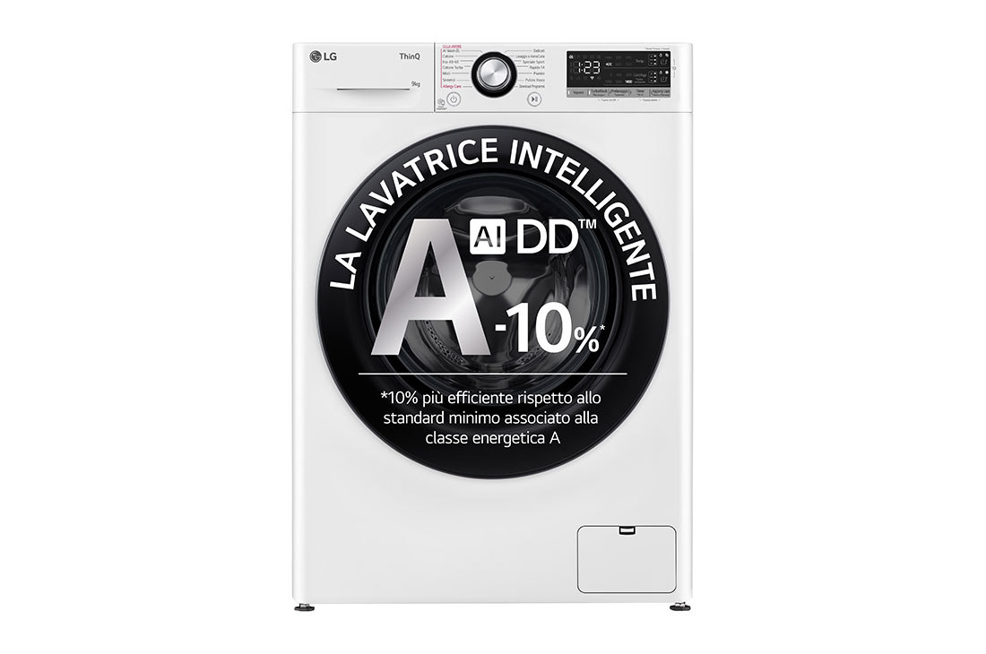 LG Lavatrice 9kg AI DD™ | Serie R3 Classe A-10% | 1400 giri, Autodosaggio, Lavaggio a vapore, Wi-Fi | White, F4R3509NSWB