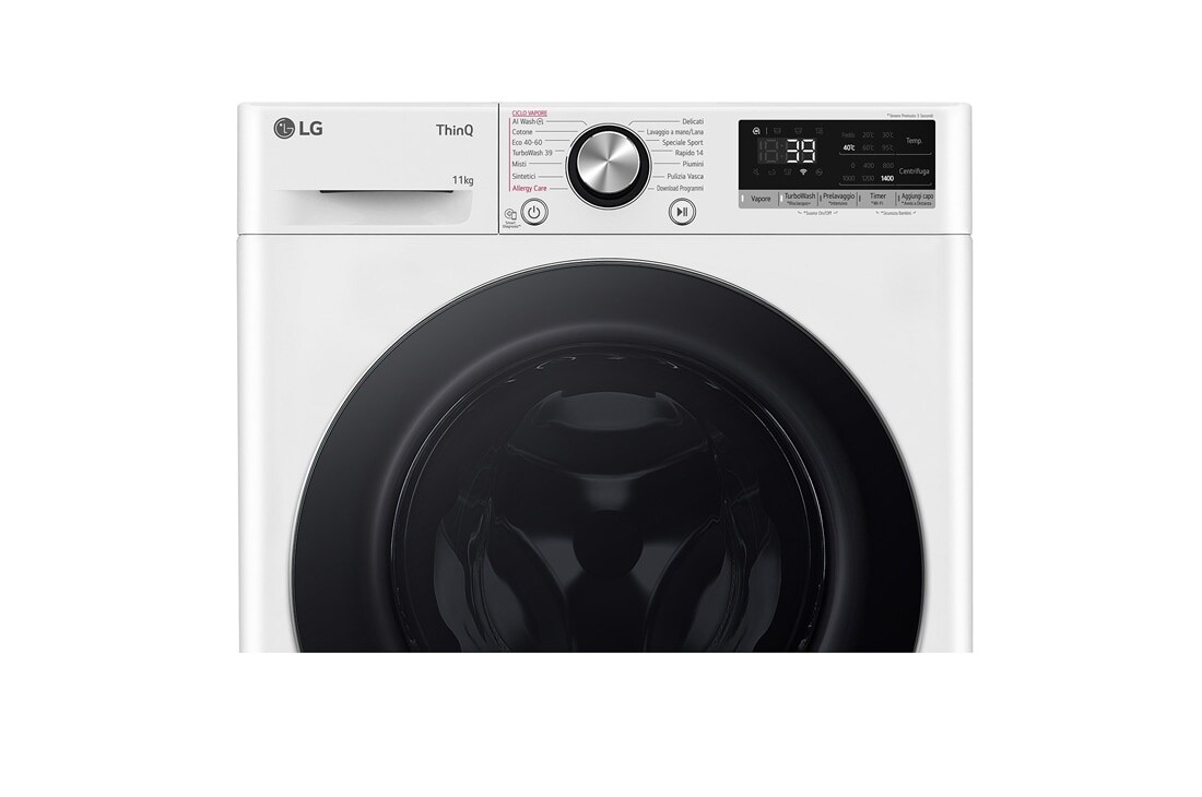 LG Lavatrice 11kg AI DD™ | Serie R7 Classe A-10% | 1400 giri, TurboWash 360, Vapore su 7 programmi, Wi-Fi | White, F4R7011TSWC