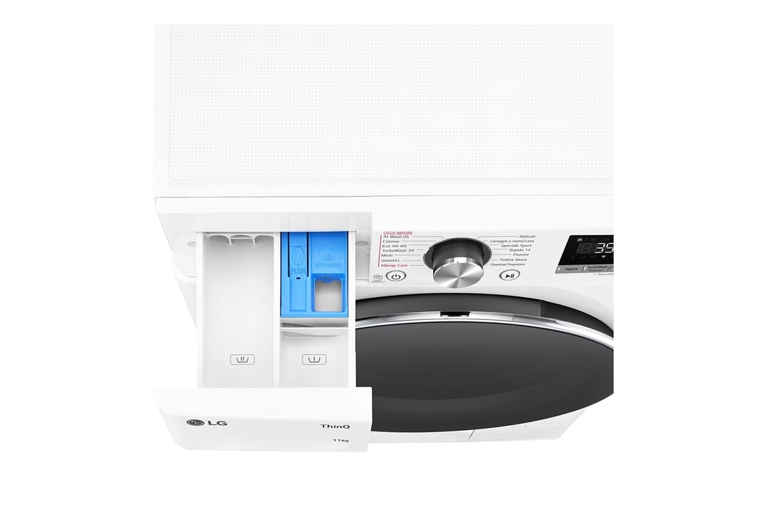 LG Lavatrice 11kg AI DD™ | Serie R7 Classe A-10% | 1400 giri, TurboWash 360, Vapore su 7 programmi, Wi-Fi | White, F4R7011TSWC