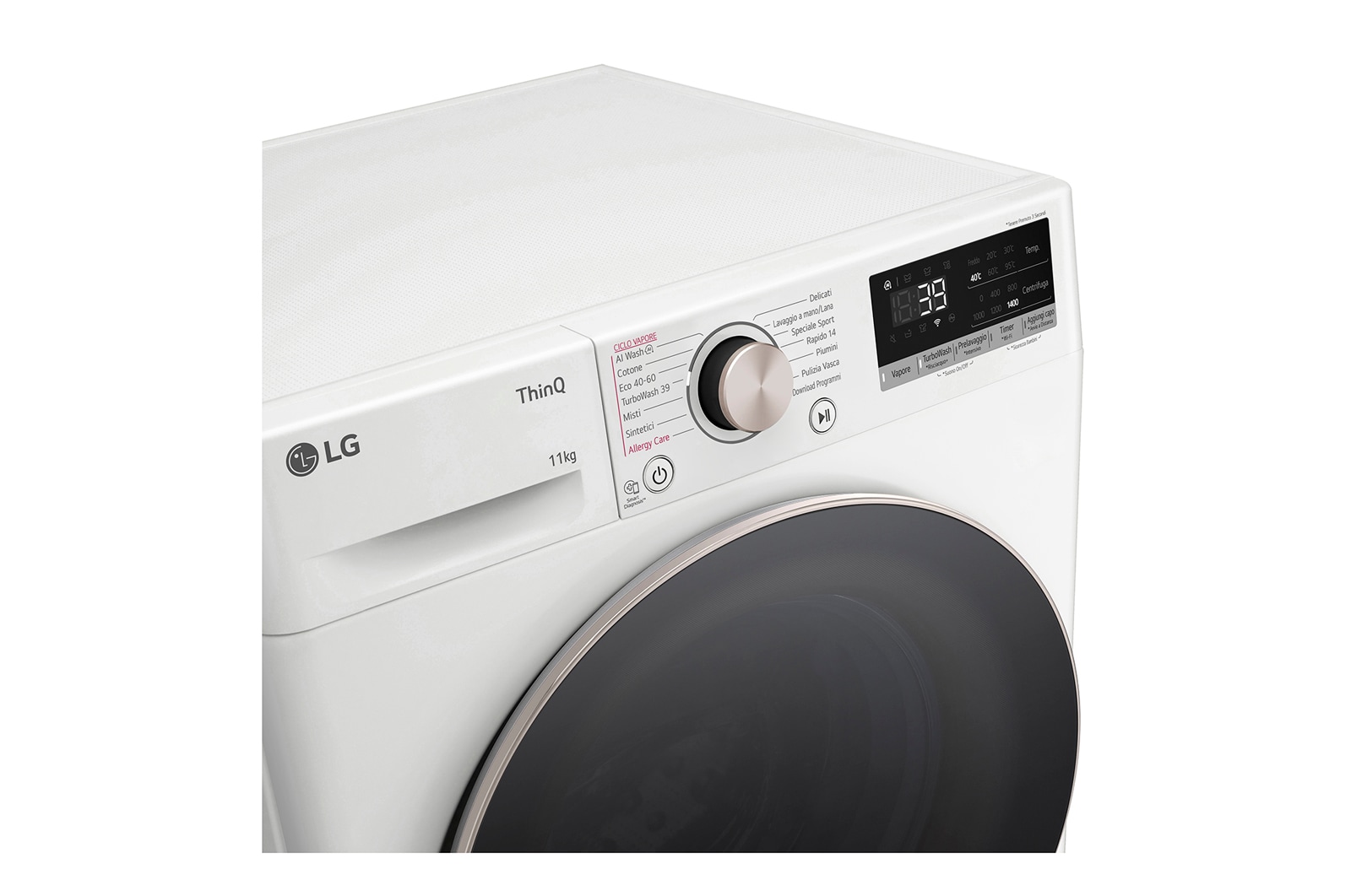 LG Lavatrice a Vapore 11kg AI DD™ Serie R7 Classe A-10% Bianca, F4R7011TSWG