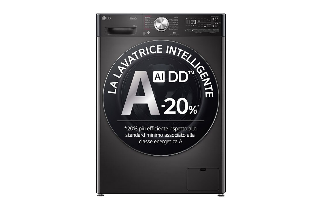 LG Lavatrice 13kg AI DD™ | Serie R9 Classe A-20% | 1400 giri, TurboWash 360, Autodosaggio, Vapore antipiega, Wi-Fi | Black, F4R9513TPBC