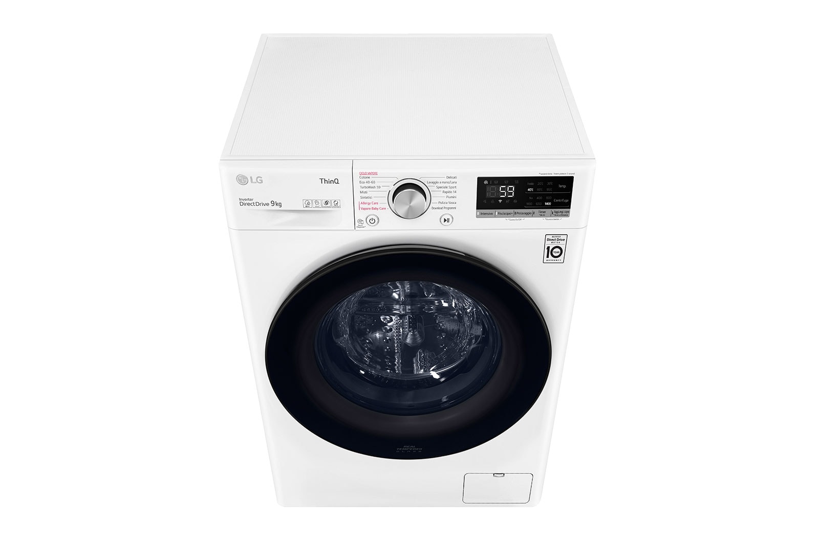 LG Lavatrice 9kg AI DD™ | Serie V5 Classe A/A/A | 1400 giri, TurboWash, Lavaggio a vapore, Wi-Fi | White, F4WV509SAE