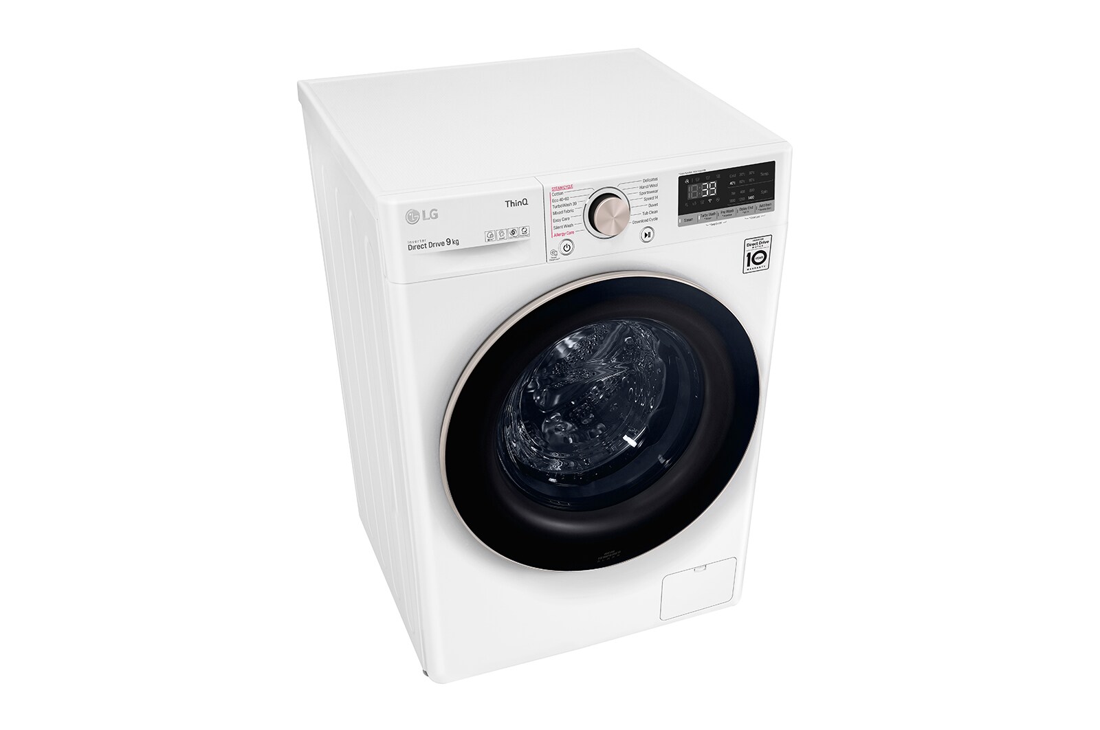 LG Lavatrice 9kg AI DD™ | Serie V7 Classe A-10%* | 1600 giri, TurboWash 360, Lavaggio a vapore, Wi-Fi | White, F6WV709SGA