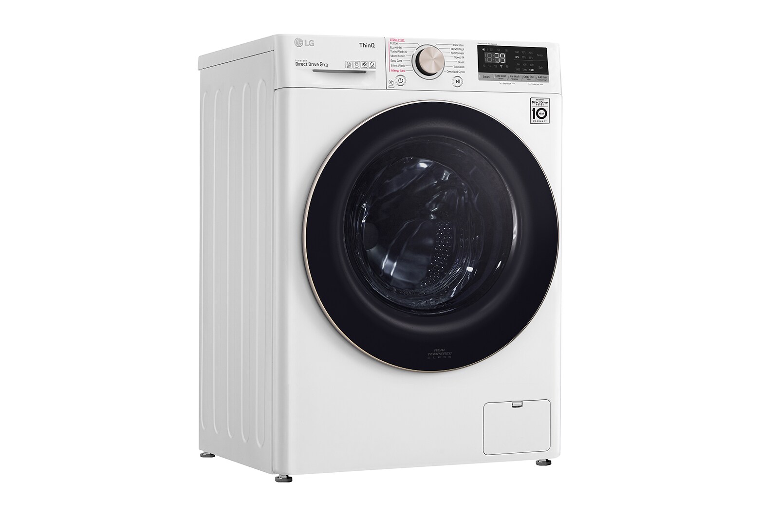 LG Lavatrice 9kg AI DD™ | Serie V7 Classe A-10%* | 1600 giri, TurboWash 360, Lavaggio a vapore, Wi-Fi | White, F6WV709SGA