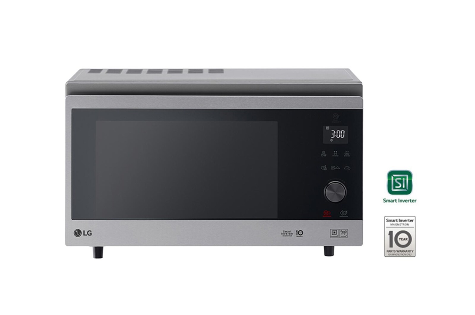 LG Microonde combinato 39 litri, potenza 1100W | Cottura a vapore e Frittura leggera, Smart Inverter, Argento scuro, MJ3965ACS