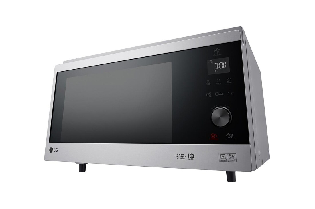 LG Microonde combinato 39 litri, potenza 1100W | Cottura a vapore e Frittura leggera, Smart Inverter, Argento scuro, MJ3965ACS