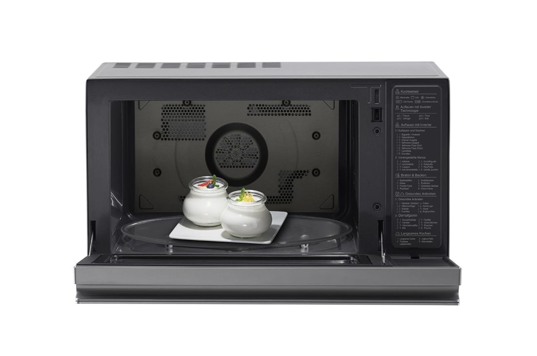 LG Microonde combinato 39 litri, potenza 1100W | Cottura a vapore e Frittura leggera, Smart Inverter, Argento scuro, MJ3965ACS