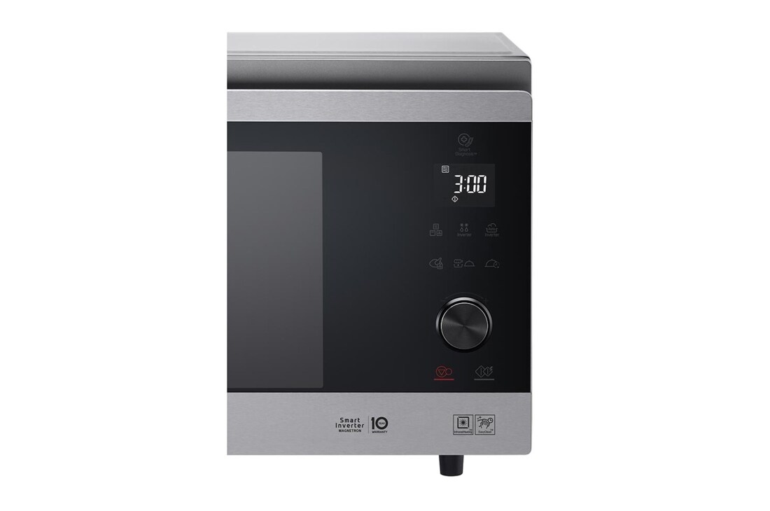 LG Microonde combinato 39 litri, potenza 1100W | Cottura a vapore e Frittura leggera, Smart Inverter, Argento scuro, MJ3965ACS