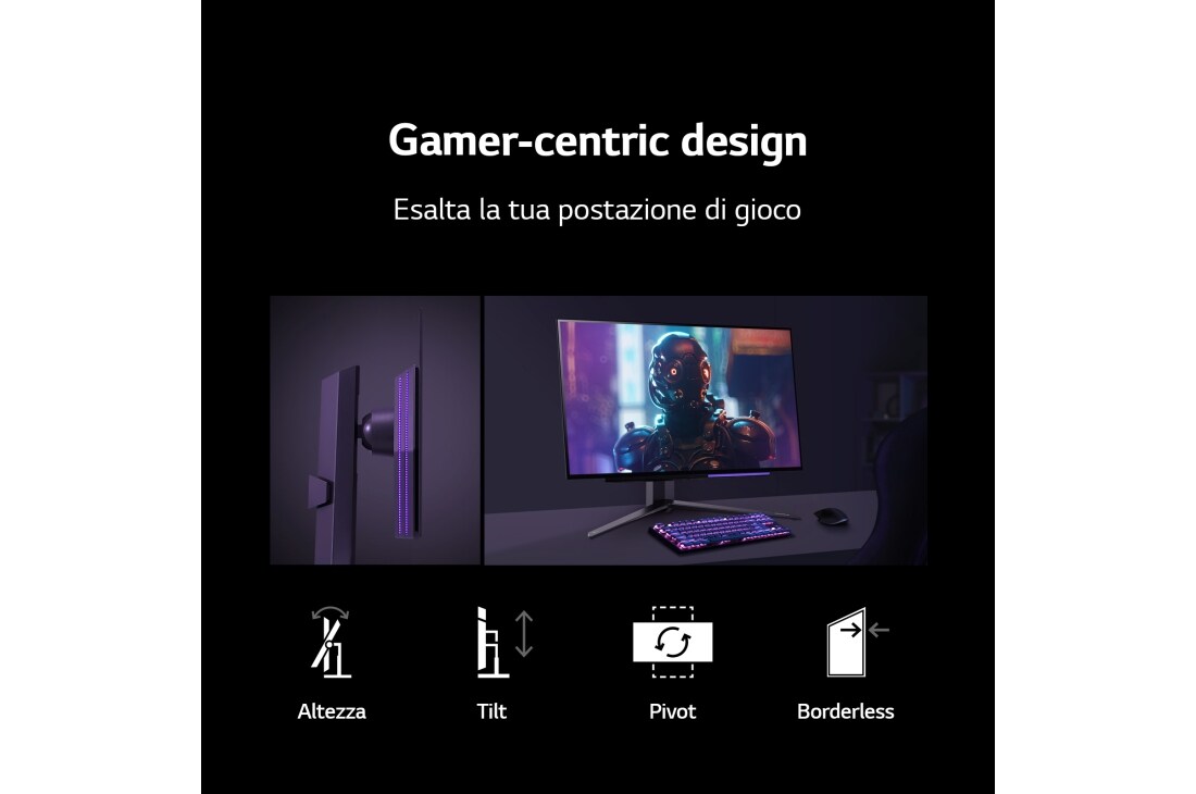 LG Monitor gaming OLED QHD UltraGear LG, 27GR95QE-B