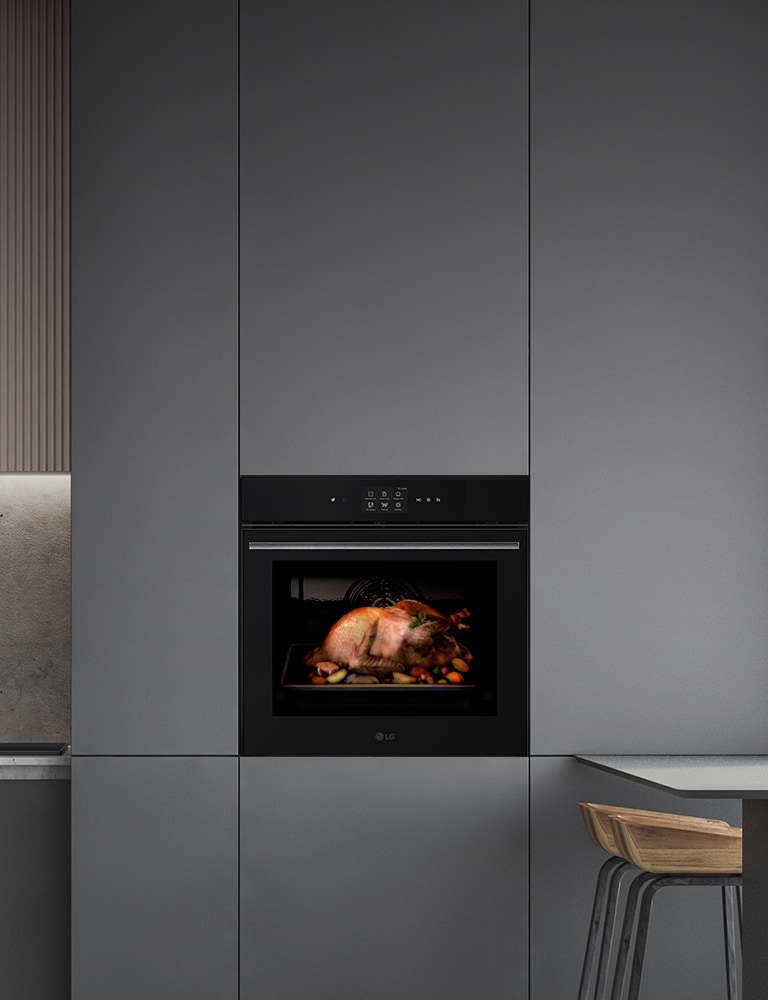 Animazione che mostra l'interno del forno quando si bussa sul vetro